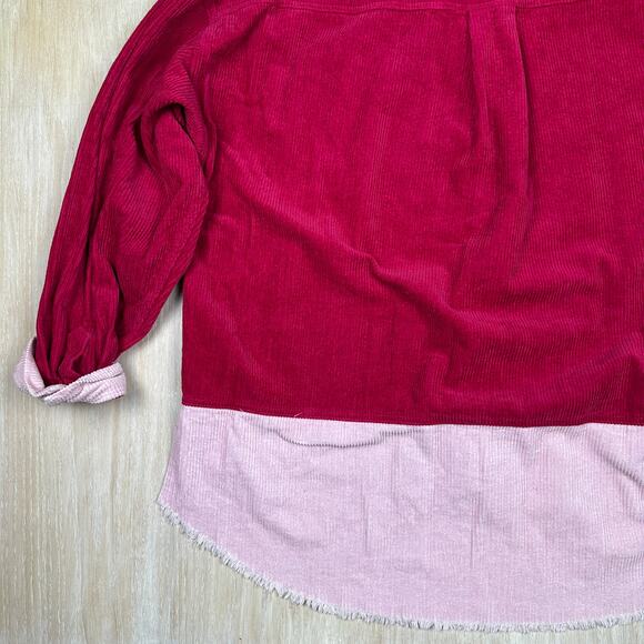 GeeGee Pink Corduroy Fringe Patchwork Boho Whimsical Shacket Coat Jacket 3XL - Picture 15 of 16